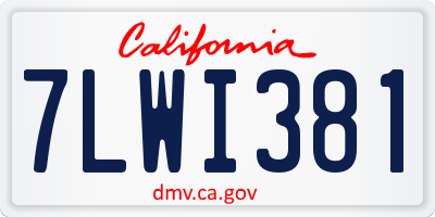 CA license plate 7LWI381