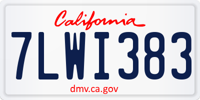 CA license plate 7LWI383