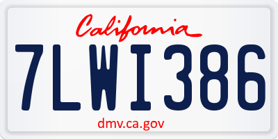 CA license plate 7LWI386