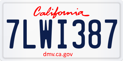 CA license plate 7LWI387