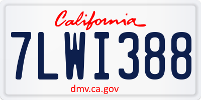 CA license plate 7LWI388
