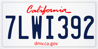 CA license plate 7LWI392