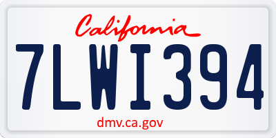 CA license plate 7LWI394