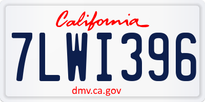 CA license plate 7LWI396