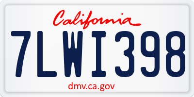 CA license plate 7LWI398