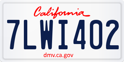 CA license plate 7LWI402
