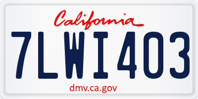 CA license plate 7LWI403
