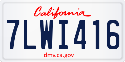 CA license plate 7LWI416