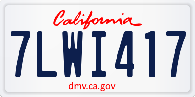 CA license plate 7LWI417
