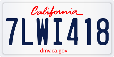 CA license plate 7LWI418