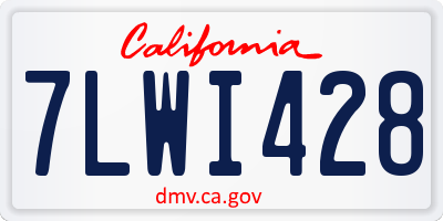 CA license plate 7LWI428