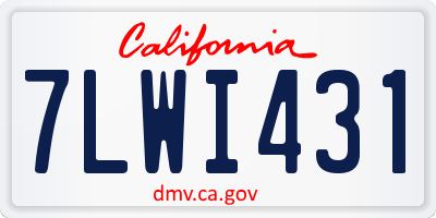 CA license plate 7LWI431