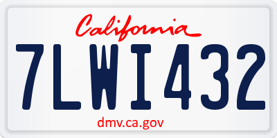 CA license plate 7LWI432