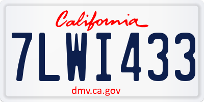 CA license plate 7LWI433