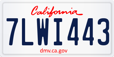 CA license plate 7LWI443