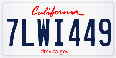 CA license plate 7LWI449