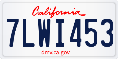 CA license plate 7LWI453