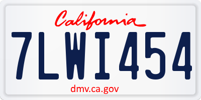CA license plate 7LWI454