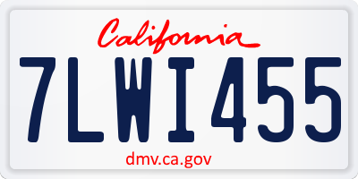 CA license plate 7LWI455