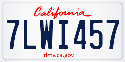 CA license plate 7LWI457