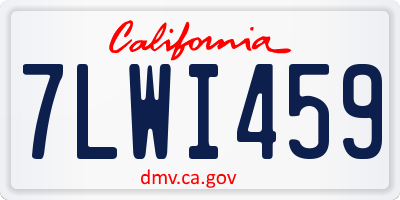 CA license plate 7LWI459