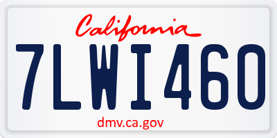 CA license plate 7LWI460
