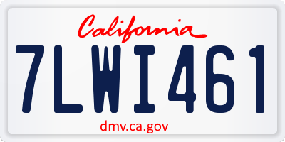 CA license plate 7LWI461
