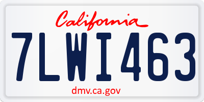 CA license plate 7LWI463