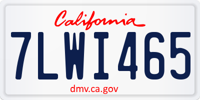 CA license plate 7LWI465