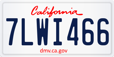 CA license plate 7LWI466
