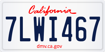 CA license plate 7LWI467