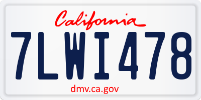 CA license plate 7LWI478