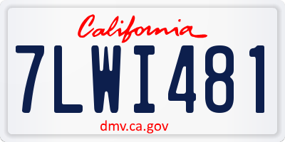 CA license plate 7LWI481