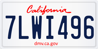 CA license plate 7LWI496