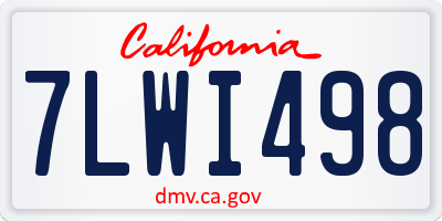 CA license plate 7LWI498