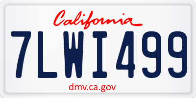 CA license plate 7LWI499