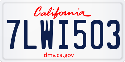 CA license plate 7LWI503