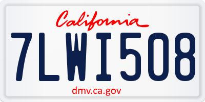 CA license plate 7LWI508