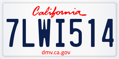 CA license plate 7LWI514