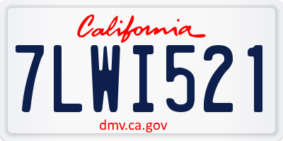CA license plate 7LWI521