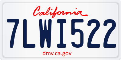 CA license plate 7LWI522