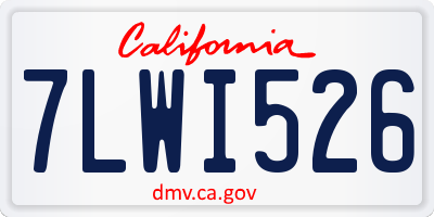 CA license plate 7LWI526