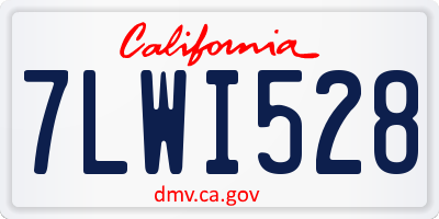 CA license plate 7LWI528