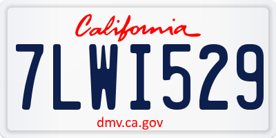 CA license plate 7LWI529