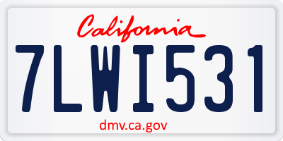 CA license plate 7LWI531