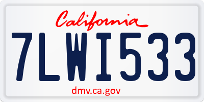CA license plate 7LWI533