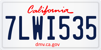 CA license plate 7LWI535