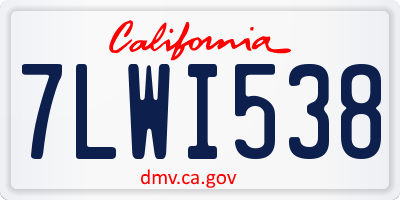 CA license plate 7LWI538