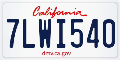 CA license plate 7LWI540