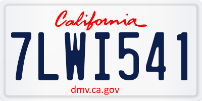 CA license plate 7LWI541